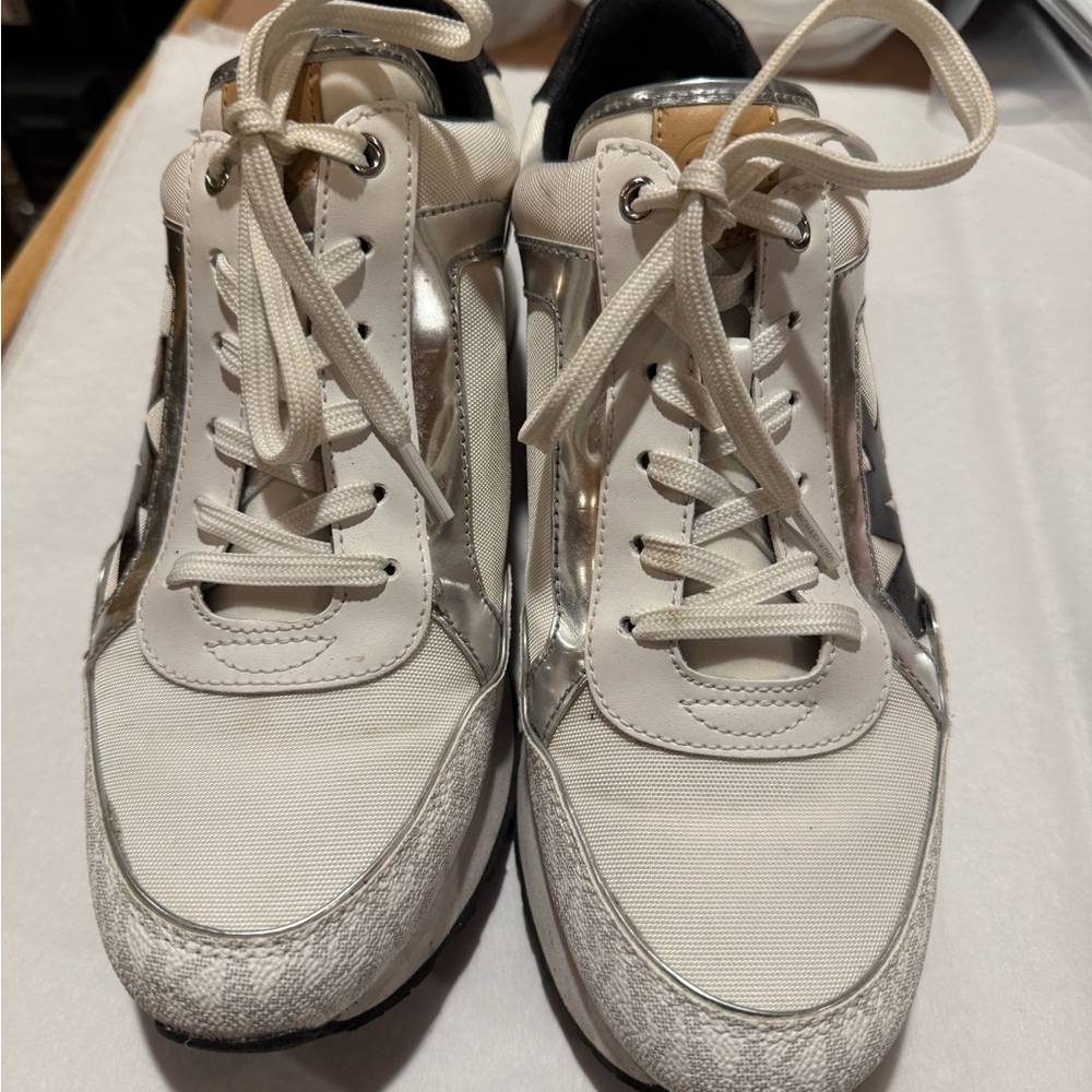 Michael Kors White and Silver Women's Sneakers - Picture 2 of 6